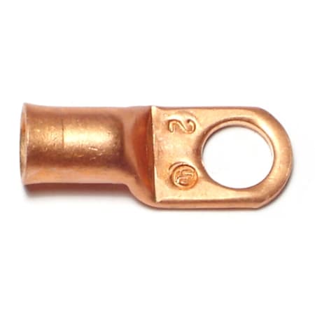 Midwest Fastener One-Hole Compression Lug, 2 AWG Max, Standard Barrel, Copper, None, 4 PK 70585